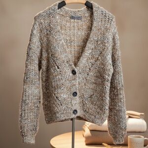 Elsamanda Anthropologie Boho Cottagecore Chunky Knit Cardigan Italy S